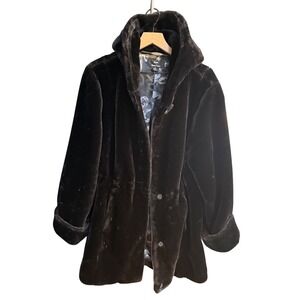 Dennis by Dennis Basso Faux Fur Hooded Coat Black Size 1X